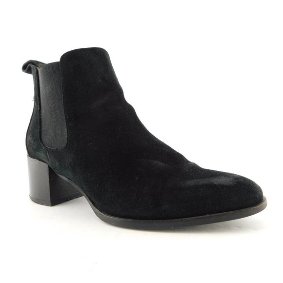 EVERLANE Black Suede Leather Block Heel Chelsea Ankle Boots 7 - Picture 1 of 9